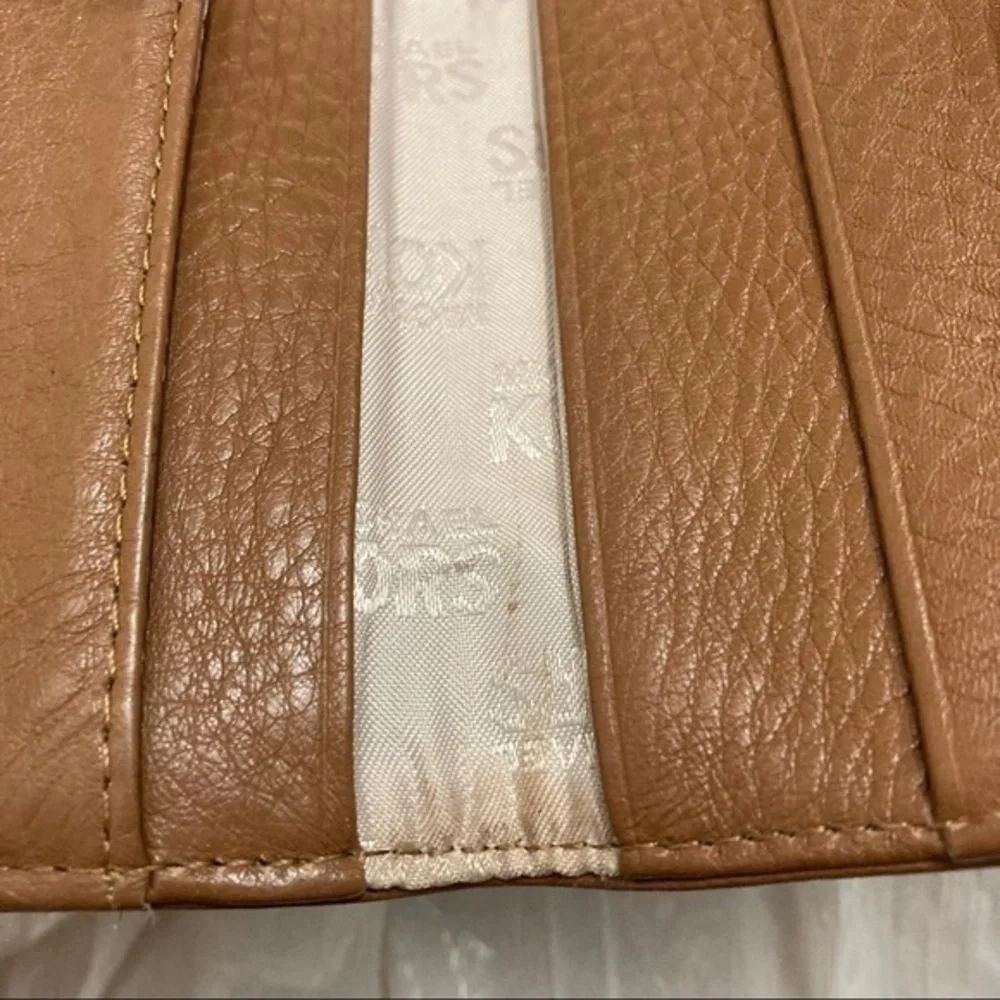 Michael Kors light brown leather side opening wallet